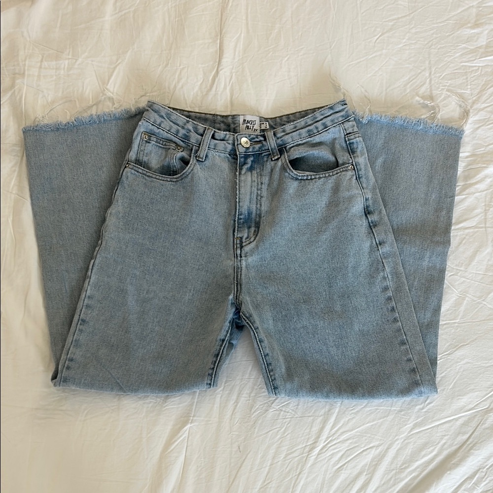 Princess Polly High Waisted Straight Leg Jeans Light Wash